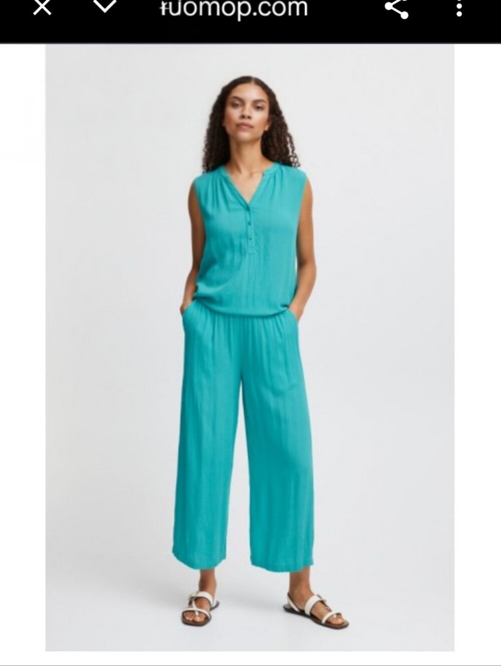 NWT b.young Byjacqueline Wide Leg Culotte Pants Teal Size 36 Women's Size 6